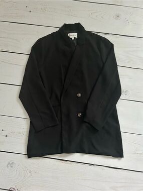 Elizabeth and James Black Double-Breasted Pea Coat